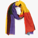 Women's wool scarf with multicoloured checkered print