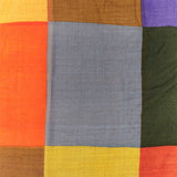 Women's wool scarf with multicoloured checkered print