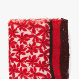 Pañuelo de mujer de lana con estampado floral mini en rojo