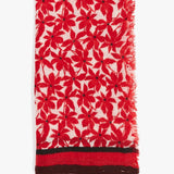 Pañuelo de mujer de lana con estampado floral mini en rojo