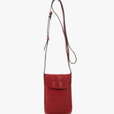 Women's red leather mobile phone bag