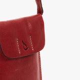 Women's red leather mobile phone bag