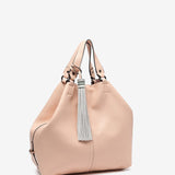 Damen Shopper Tasche mit Quaste in Rosa.