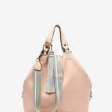 Damen Shopper Tasche mit Quaste in Rosa.