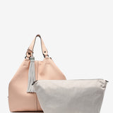 Damen Shopper Tasche mit Quaste in Rosa.