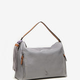 Women's hobo bag with tassel in grey