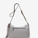 Women's shoulder bag with tassel in grey