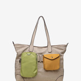Bolso shopper de mujer en nylon camel