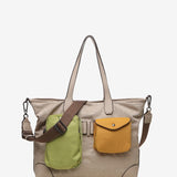 Bolso shopper de mujer en nylon camel