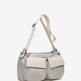 Women's shoulder bag with beige print