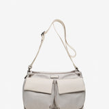 Women's shoulder bag with beige print