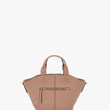 Small women's shopper bag in beige leather