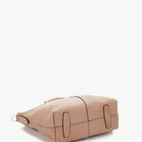 Small women's shopper bag in beige leather