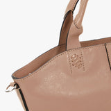 Small women's shopper bag in beige leather