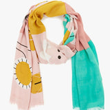 Women's scarf with floral print in yellow