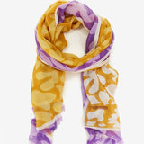 Women's scarf with animal print in yellow