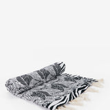 Black and white tropical print beach towel