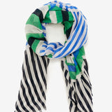 Women's scarf with turquoise striped print