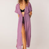 Kimono largo de algodón en lavanda