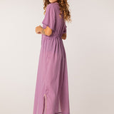 Kimono largo de algodón en lavanda