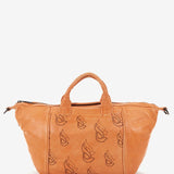 Women's bowling bag in orange die-cut leather