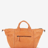 Women's bowling bag in orange die-cut leather