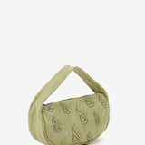 Women's handbag in green die-cut leather