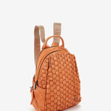 Women's backpack in orange braided leather