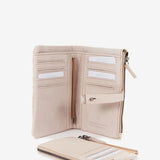 Cartera mediana de mujer en piel trenzada beige