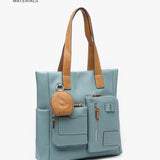 Women's shopper bag in blue recycled materials