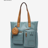 Women's shopper bag in blue recycled materials