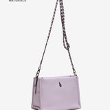 Satin women's crossbody bag in lavender recycled materials