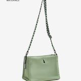 Women's satin crossbody bag in recycled materials, green