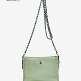 Women's satin crossbody bag in recycled materials, green