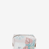 Medium women's leather toiletry bag with floral print