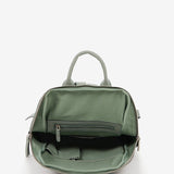 Women's backpack in green die-cut leather