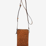 Handytasche aus genarbtem Leder in Cognac.