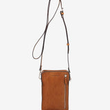 Handytasche aus genarbtem Leder in Cognac.