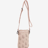 Handytasche aus beige gestanztem Leder.