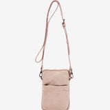 Handytasche aus beige gestanztem Leder.