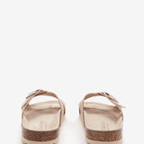 Sandalo basso da donna con fibbia in beige