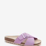 Women's flat buckle sandal in mauve