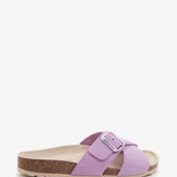 Women's flat buckle sandal in mauve