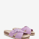 Women's flat buckle sandal in mauve