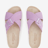 Women's flat buckle sandal in mauve