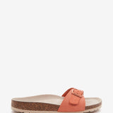 Flache Damen-Sandale mit Schnalle in Orange.