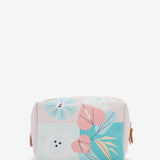 Large women's leather toiletry bag with floral print