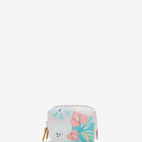 Small women's leather toiletry bag with floral print