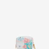 Small women's leather toiletry bag with floral print