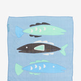 Bandana with fish print in blue